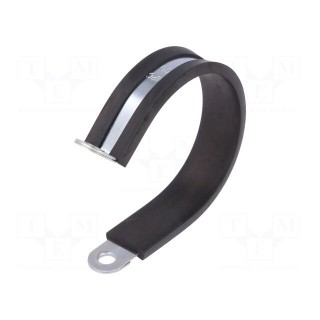 Fixing clamp | ØBundle : 50mm | W: 15mm | steel | Cover material: EPDM