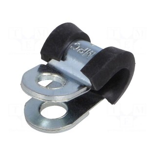Fixing clamp | ØBundle : 5mm | W: 12mm | steel | Cover material: EPDM
