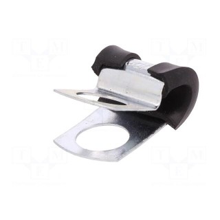 Fixing clamp | ØBundle : 5mm | W: 16mm | steel | Cover material: EPDM