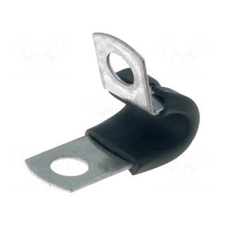 Fixing clamp | ØBundle : 6.4mm | W: 12.7mm | steel | Ømount.hole: 6.7mm