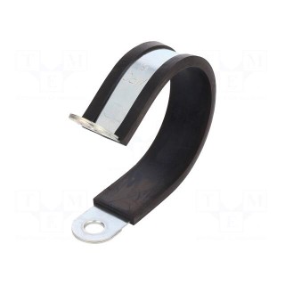 Fixing clamp | ØBundle : 61mm | W: 25mm | steel | Cover material: EPDM