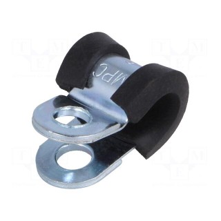 Fixing clamp | ØBundle : 6mm | W: 12mm | steel | Cover material: EPDM