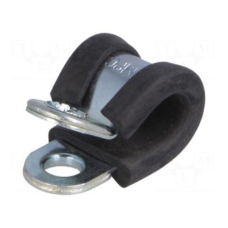 Fixing clamp | ØBundle : 6mm | W: 9mm | steel | Cover material: EPDM