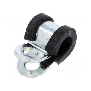 Fixing clamp | ØBundle : 7mm | W: 12mm | steel | Cover material: EPDM