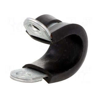 Fixing clamp | ØBundle : 7mm | W: 13mm | steel | Cover material: EPDM