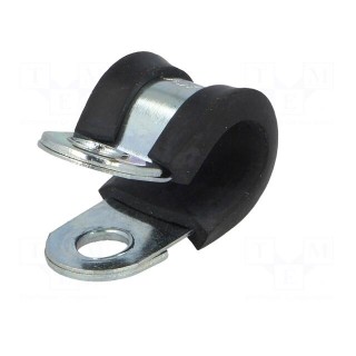 Fixing clamp | ØBundle : 8mm | W: 12mm | steel | Cover material: EPDM