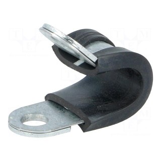 Fixing clamp | ØBundle : 8mm | W: 12mm | steel | Ømount.hole: 5.3mm