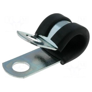 Fixing clamp | ØBundle : 9.5mm | W: 12.7mm | steel | Ømount.hole: 6.7mm