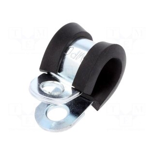 Fixing clamp | ØBundle : 9mm | W: 12mm | steel | Cover material: EPDM