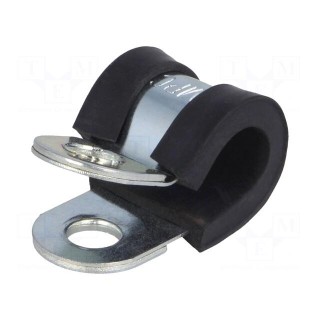 Fixing clamp | ØBundle : 9mm | W: 15mm | steel | Cover material: EPDM