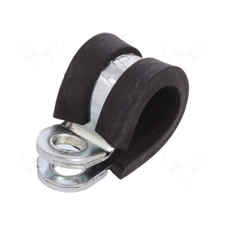Fixing clamp | ØBundle : 9mm | W: 9mm | steel | Cover material: EPDM