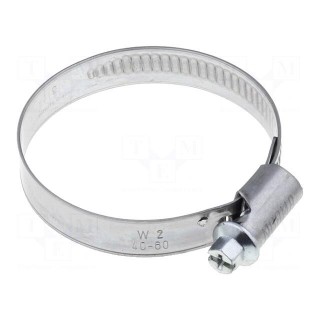 Worm gear clamp | 40÷60mm | steel | Plating: zinc