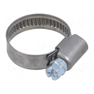 Worm gear clamp | W: 9mm | Clamping: 16÷27mm | chrome steel AISI 430