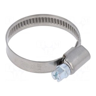 Worm gear clamp | W: 9mm | Clamping: 25÷40mm | chrome steel AISI 430