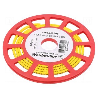 Markers | Marking: 2 | 1.3÷3mm | PVC | yellow | -30÷80°C | leaded | CLI C