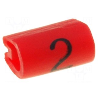 Markers for cables and wires | Label symbol: 2 | 1.5÷2mm | PVC | red