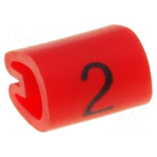 Markers for cables and wires | Label symbol: 2 | 2÷3.2mm | PVC | red