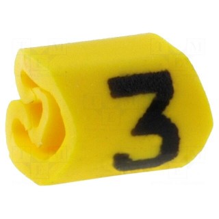 Markers for cables and wires | Label symbol: 3 | 1÷3mm | PVC | yellow
