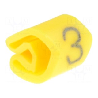 Markers for cables and wires | Label symbol: 3 | 3÷5mm | PVC | yellow