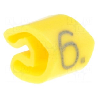 Markers for cables and wires | Label symbol: 6 | 3÷5mm | PVC | yellow