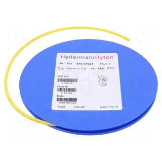 Markers | Marking: B | 1÷3mm | PVC | yellow | -65÷105°C | leaded | HGDC1-3