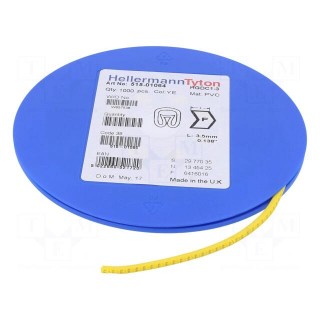 Markers | Marking: F | 1÷3mm | PVC | yellow | -65÷105°C | leaded | HGDC1-3