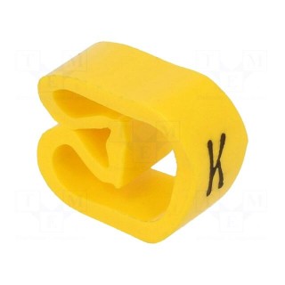 Markers | Marking: K | 8÷16mm | PVC | yellow | -30÷80°C | leaded | CLI C