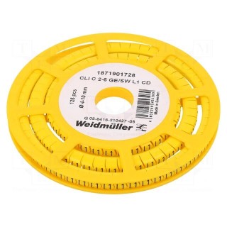 Markers | Marking: L1 | 4÷10mm | PVC | yellow | -30÷80°C | leaded | CLI C