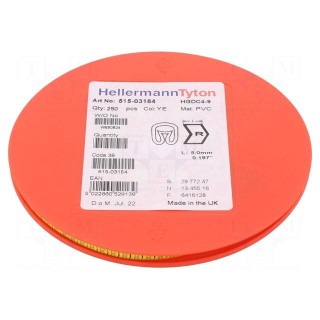 Markers | Marking: R | 4÷9mm | PVC | yellow | -65÷105°C | leaded | HGDC4-9