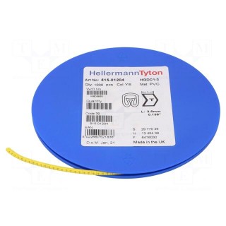 Markers | Marking: T | 1÷3mm | PVC | yellow | -65÷105°C | leaded | HGDC1-3
