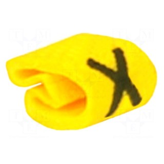 Markers for cables and wires | Label symbol: X | 1÷3mm | PVC | yellow