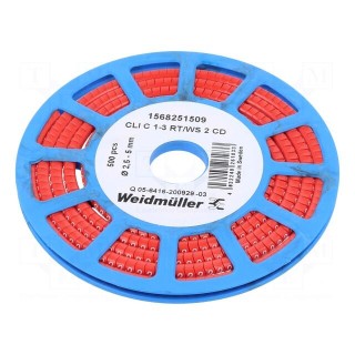 Markers | Marking: 2 | 2.5÷5mm | PVC | red | -30÷80°C | leaded | CLI C | reel