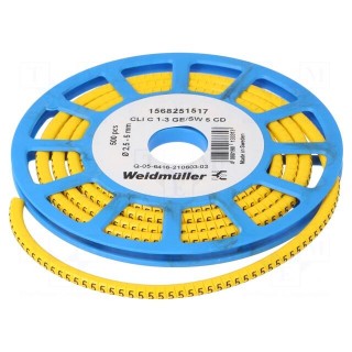 Markers | Marking: 5 | 2.5÷5mm | PVC | yellow | -30÷80°C | leaded | CLI C