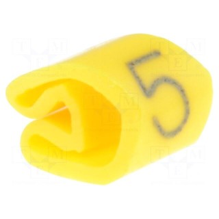 Markers for cables and wires | Label symbol: 5 | 3÷5mm | PVC | yellow