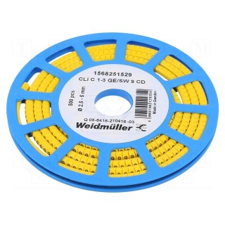 Markers | Marking: 9 | 2.5÷5mm | PVC | yellow | -30÷80°C | leaded | CLI C