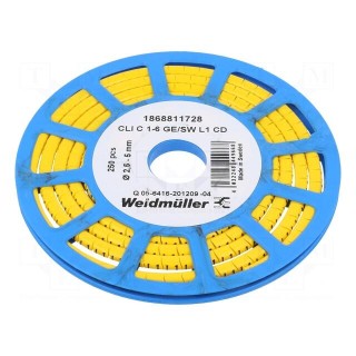 Markers | Marking: L1 | 2.5÷5mm | PVC | yellow | -30÷80°C | leaded | CLI C