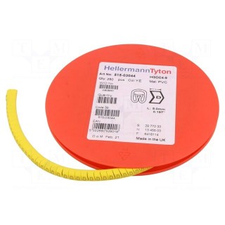 Markers | Marking: D | 4÷9mm | PVC | yellow | -65÷105°C | leaded | HGDC4-9