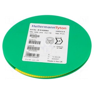 Markers | Marking: F | 2÷5mm | PVC | yellow | -65÷105°C | leaded | HGDC2-5