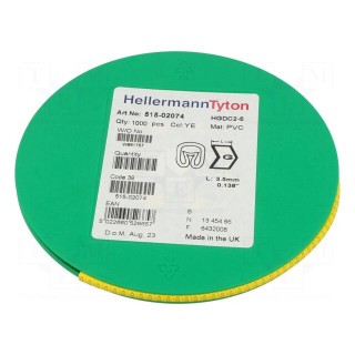 Markers | Marking: G | 2÷5mm | PVC | yellow | -65÷105°C | leaded | HGDC2-5