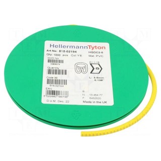 Markers | Marking: S | 2÷5mm | PVC | yellow | -65÷105°C | leaded | HGDC2-5