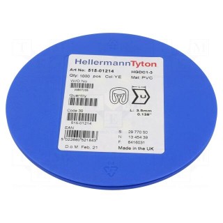 Markers | Marking: U | 1÷3mm | PVC | yellow | -65÷105°C | leaded | HGDC1-3