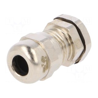 Cable gland | M12 | 1,5 | IP68 | Mat: brass | Body plating: nickel