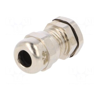 Cable gland | M12 | 1,5 | IP68 | Mat: brass | Body plating: nickel