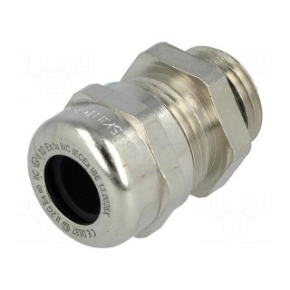 Cable gland | M16 | 1,5 | IP68 | Mat: brass | Body plating: nickel
