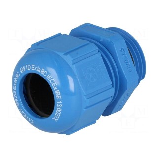 Cable gland | M20 | 1.5 | IP68 | polyamide | blue
