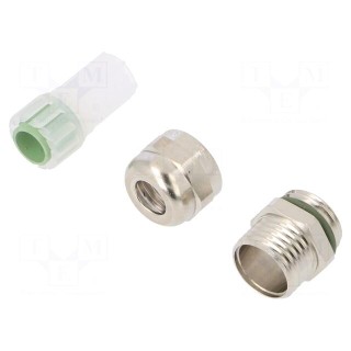 Cable gland | PG7 | IP68 | Mat: brass | Body plating: nickel