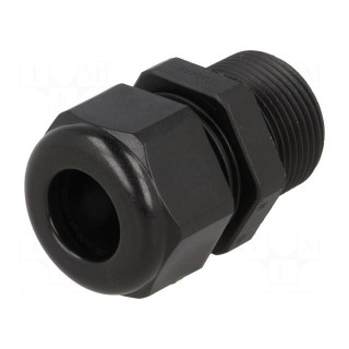Cable gland | with long thread | PG16 | IP68 | Mat: polyamide | black