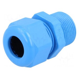 Cable gland | with long thread | PG16 | IP68 | Mat: polyamide | blue