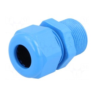 Cable gland | with long thread | PG16 | IP68 | Mat: polyamide | blue