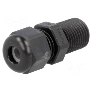 Cable gland | with long thread | PG7 | IP68 | Mat: polyamide | black